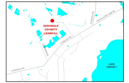 Map location of Seminole County Landfill