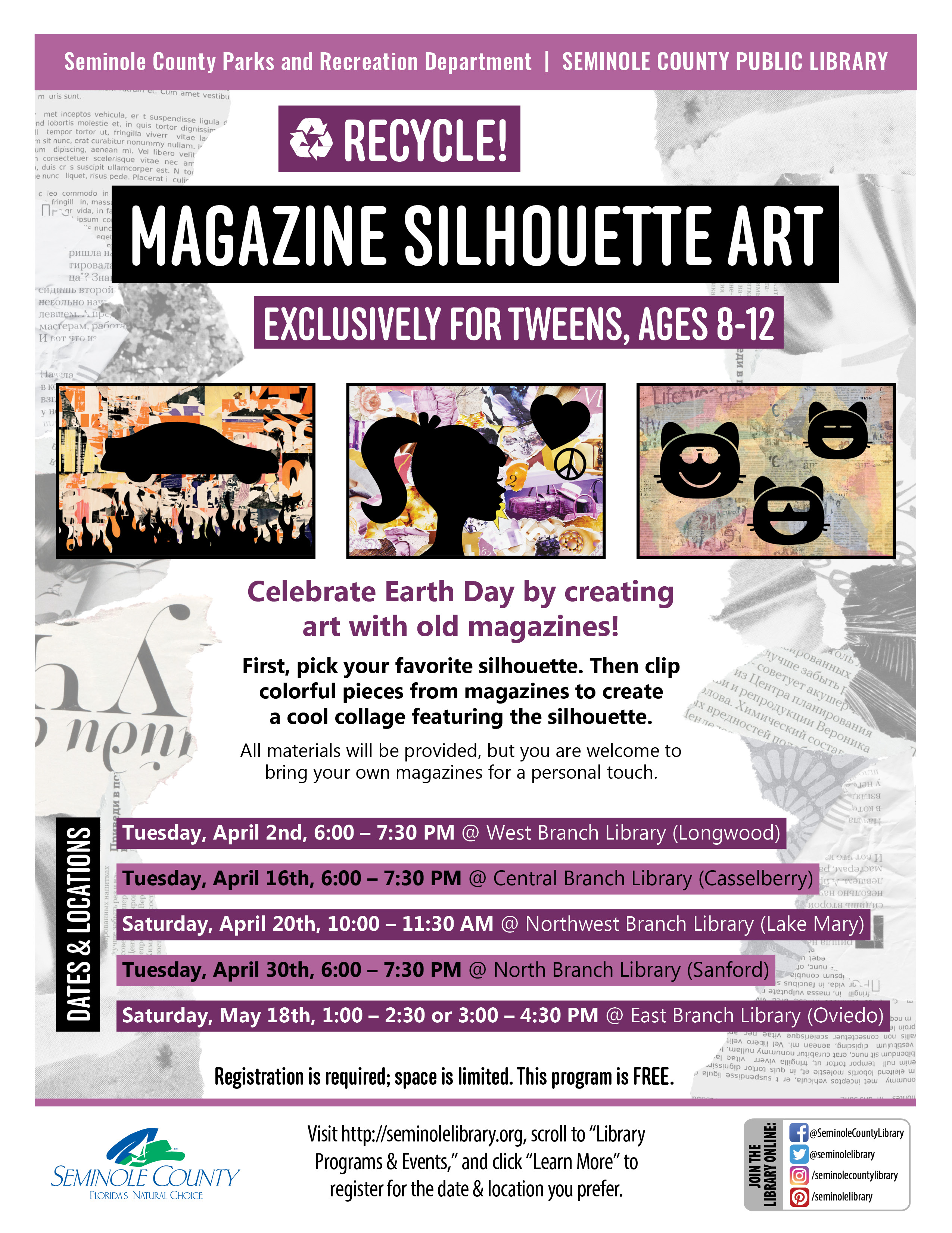 Recycle - Magazine Silhouette Art for Tweens - All Branches