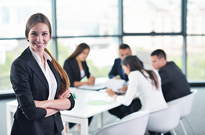 Business woman and group