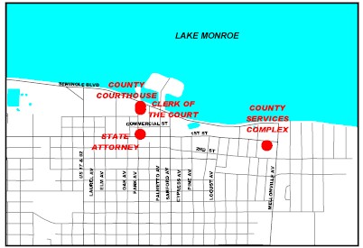 Map location of Seminole County Courthouse