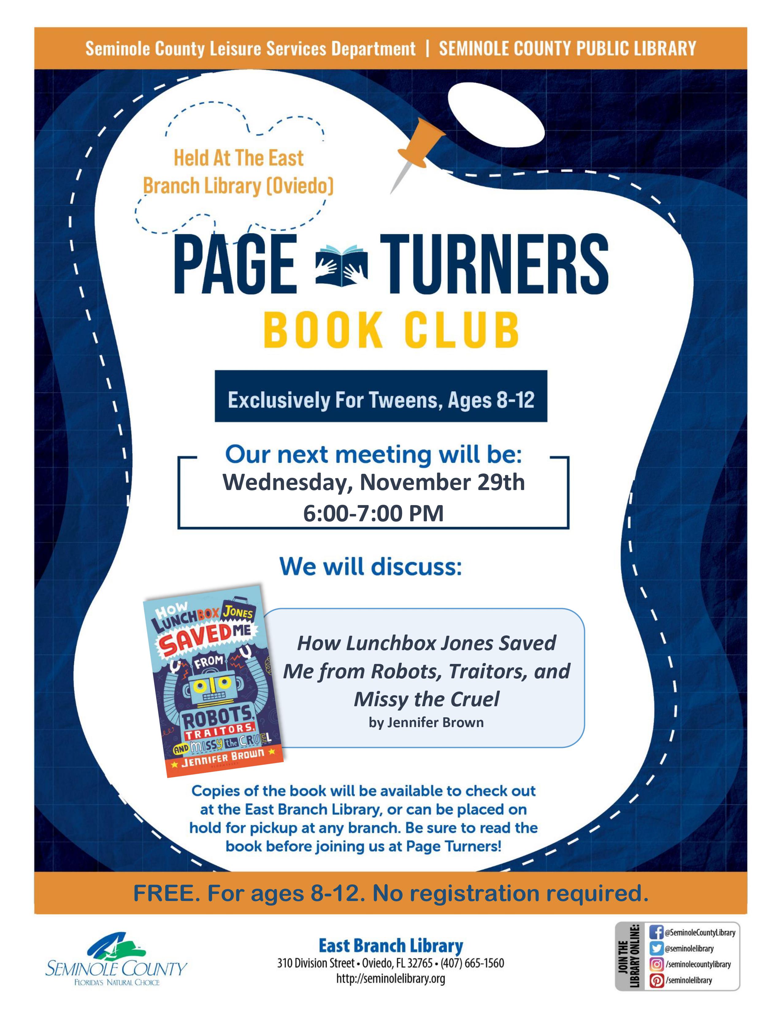 Page Turners Book Club at East Branch Library - How Lunchbox Jones Saved Me