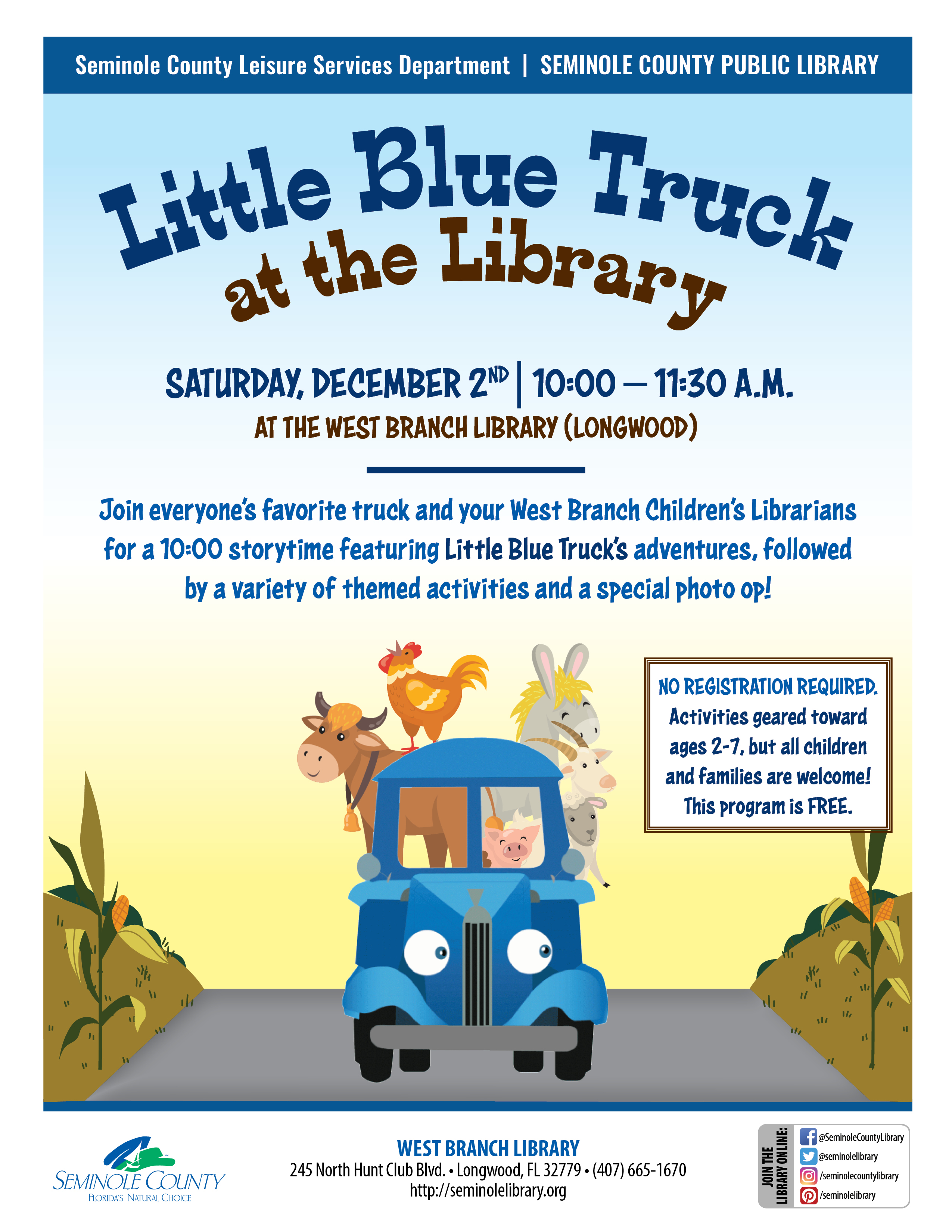 Little Blue Truck at the West Branch Library