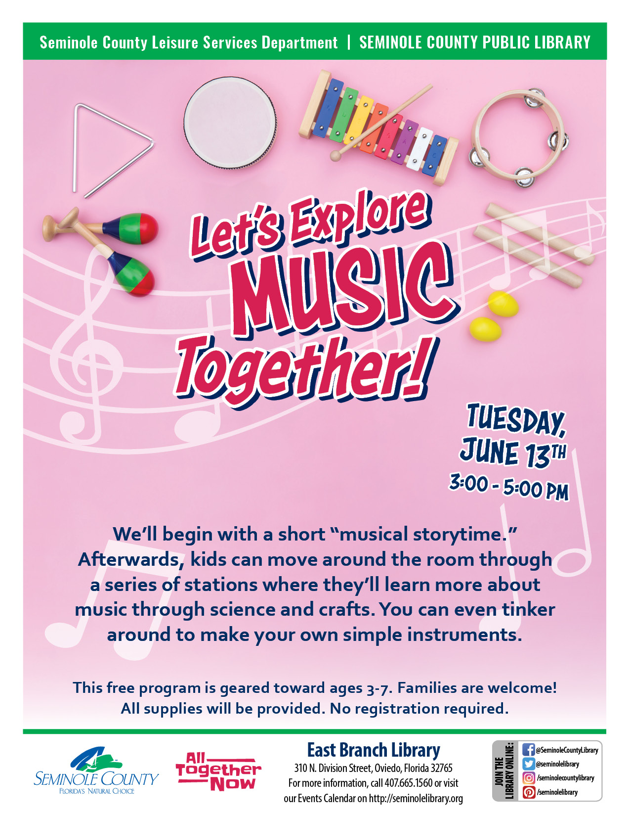 Let's Explore Music Together - East Branch Library