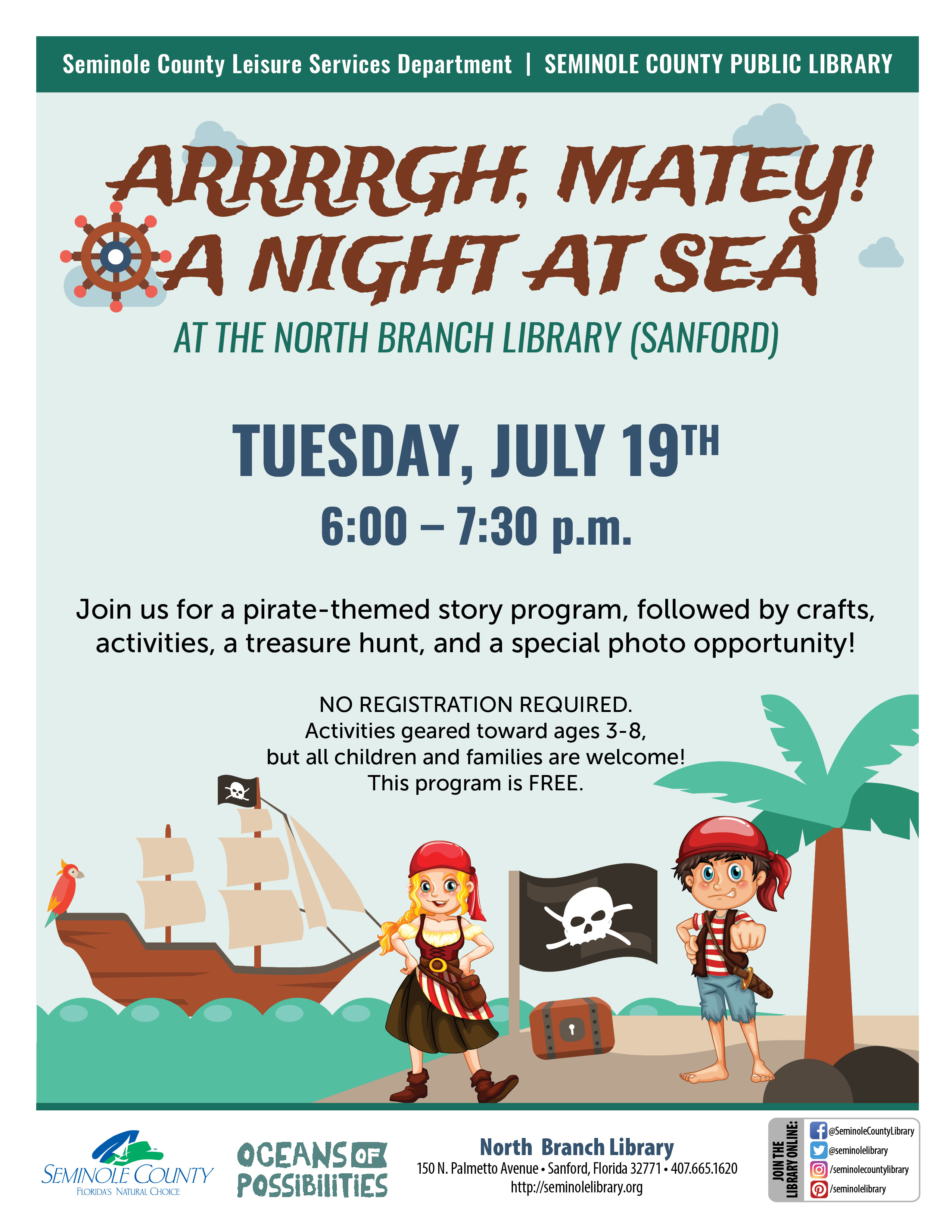Arrrrgh, Matey, a Night at Sea - North Branch Library
