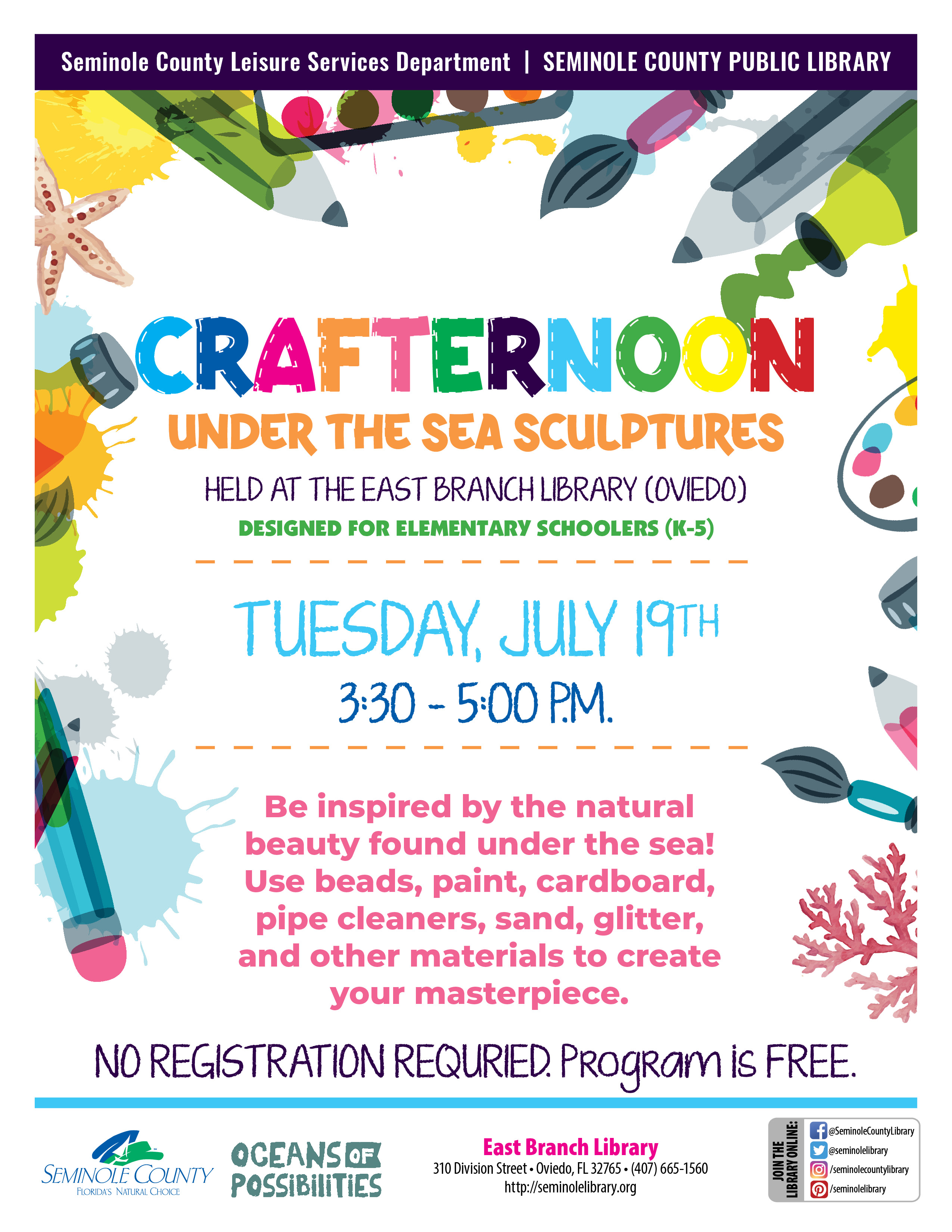 Crafternoon - Under the Sea Sculptures at East Branch Library