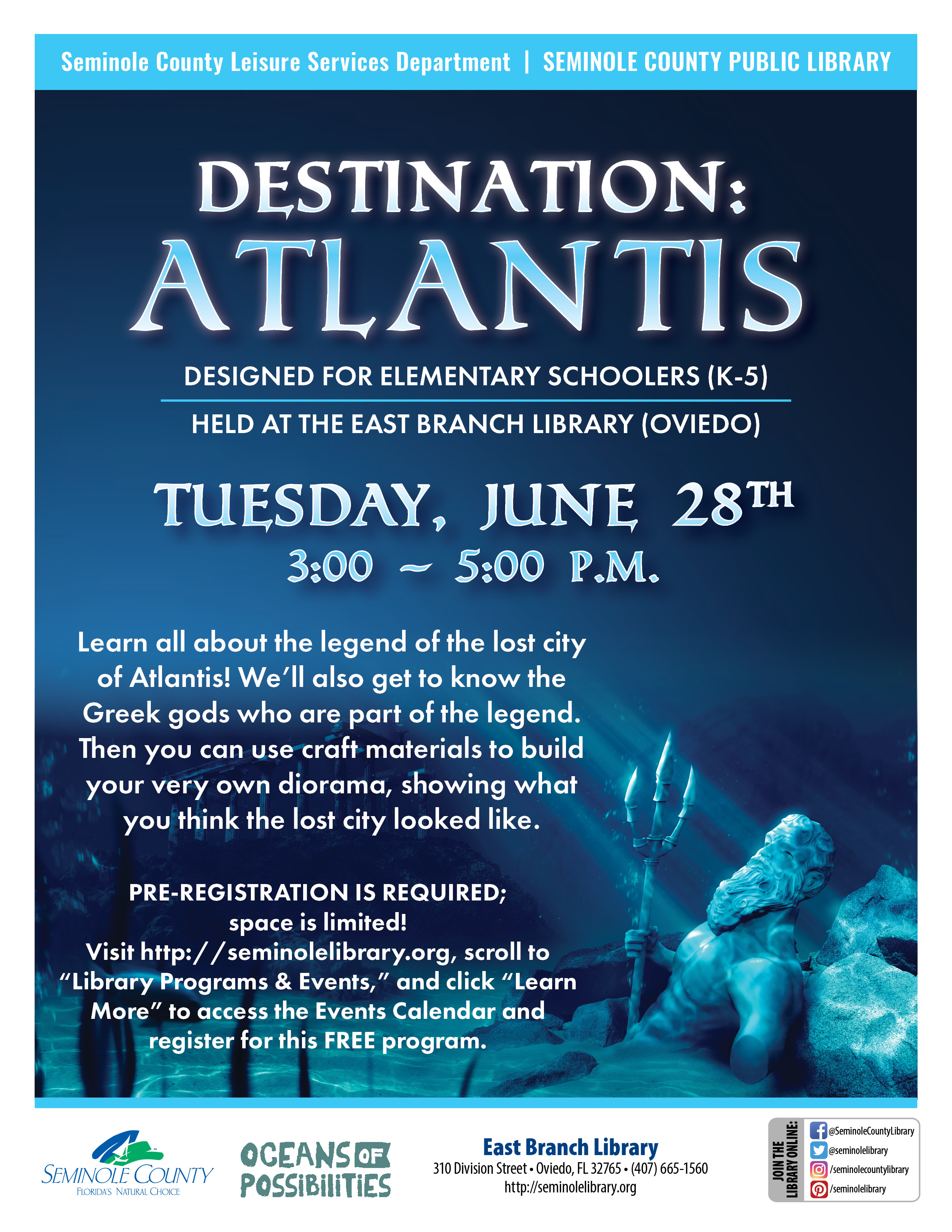 Destination Atlantis for School Age Kids at the East Branch Library