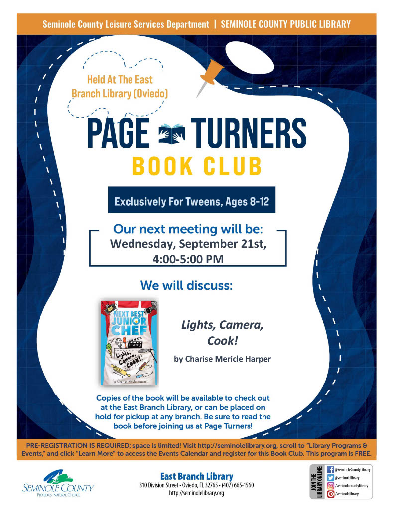 Page Turners Book Club for Tweens - East Branch Library - September 21st, 2022
