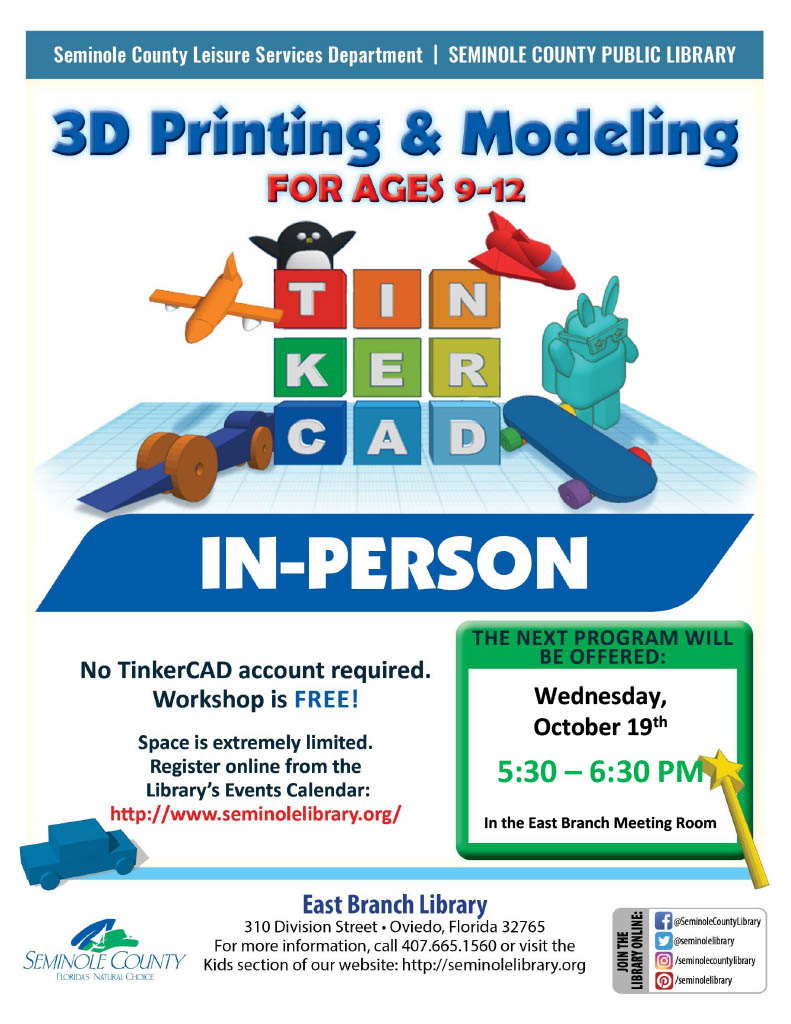 3D Printing and Modeling for Tweens at the East Branch Library