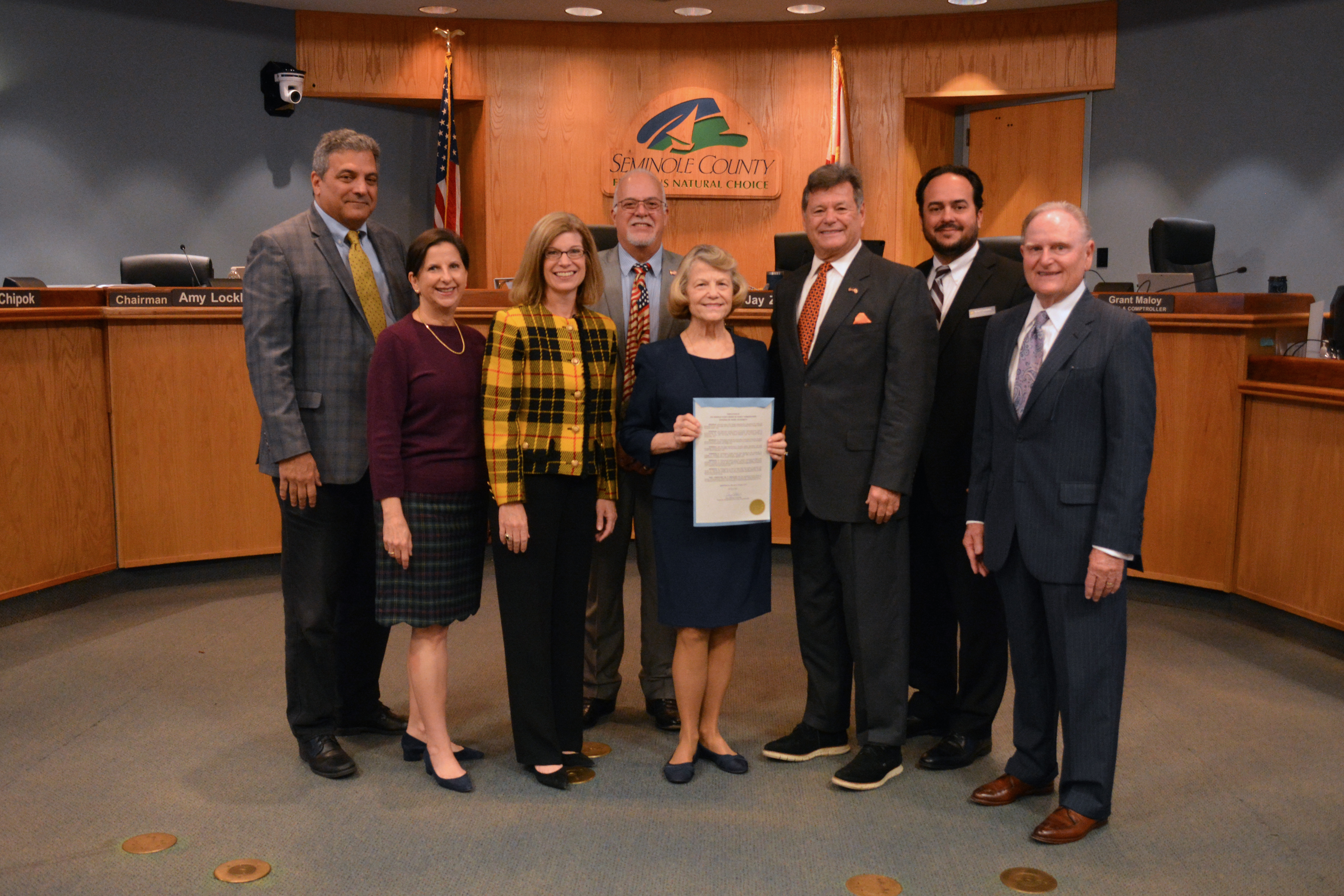 Resolution — Honoring the lifetime service of Dr. Daniel Holsenbeck for his contributions to UCF and Seminole County (presented to Dr. Joyce Clampitt)