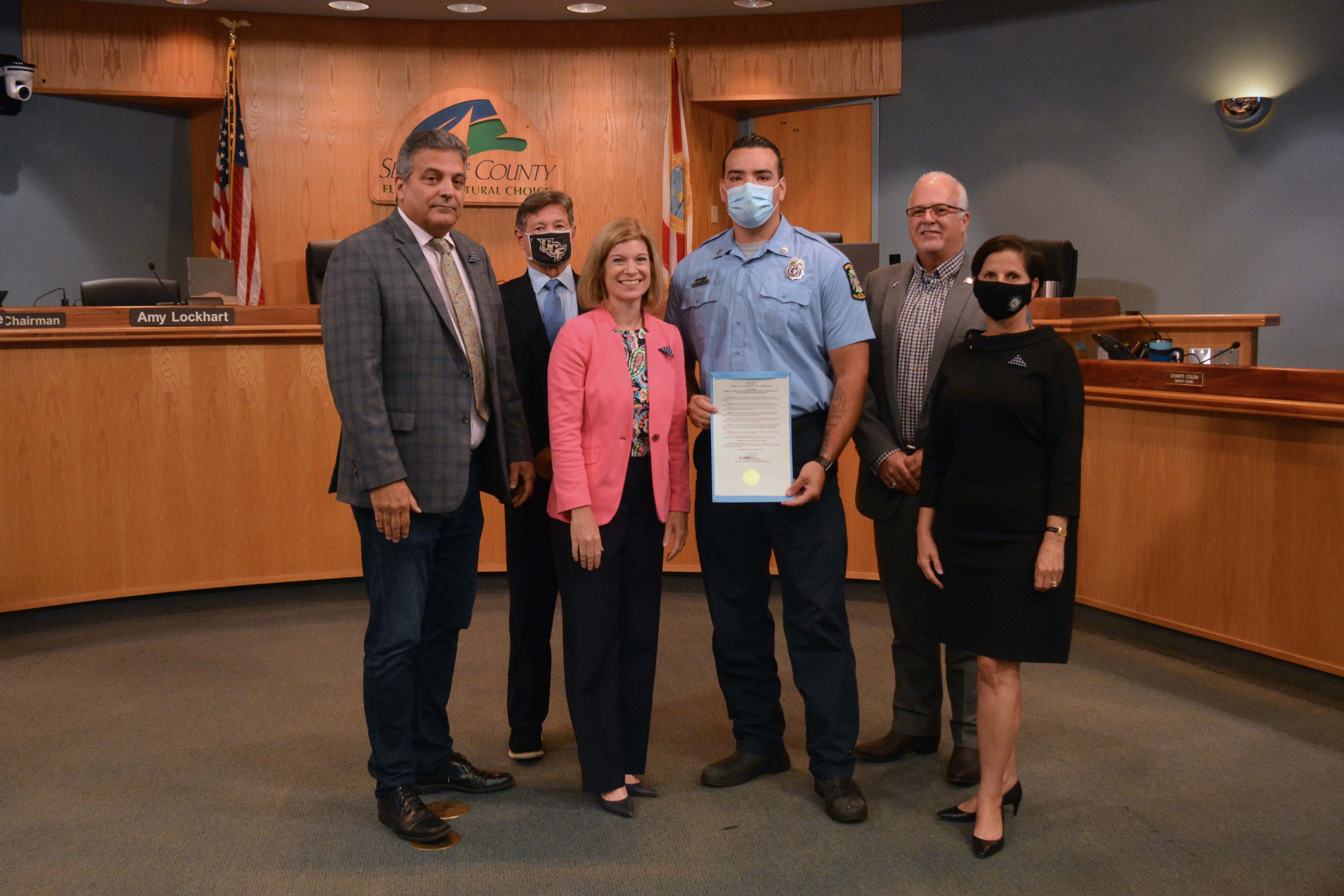 Recognizing Seminole County Fire Department Fire Fighter Victor Gaytan as a U.S. Army Bronze Star Medal Recipient. (Victor Gaytan, SCFD) 