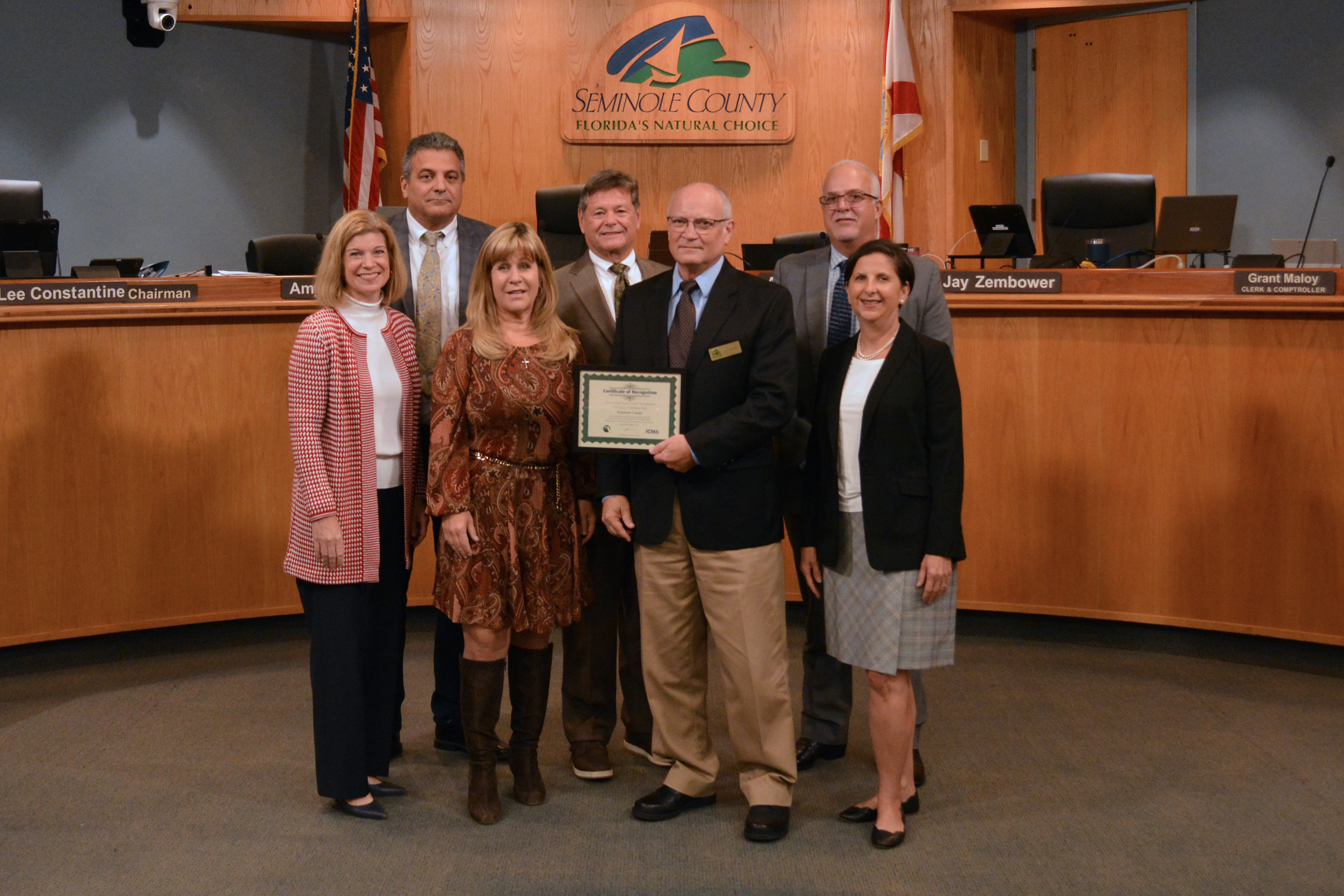The Florida City & County Management Association celebrates with Seminole County the 30th anniversary of the county’s recognition by the International City/County Management Association (ICMA) under the commission-manager form of government