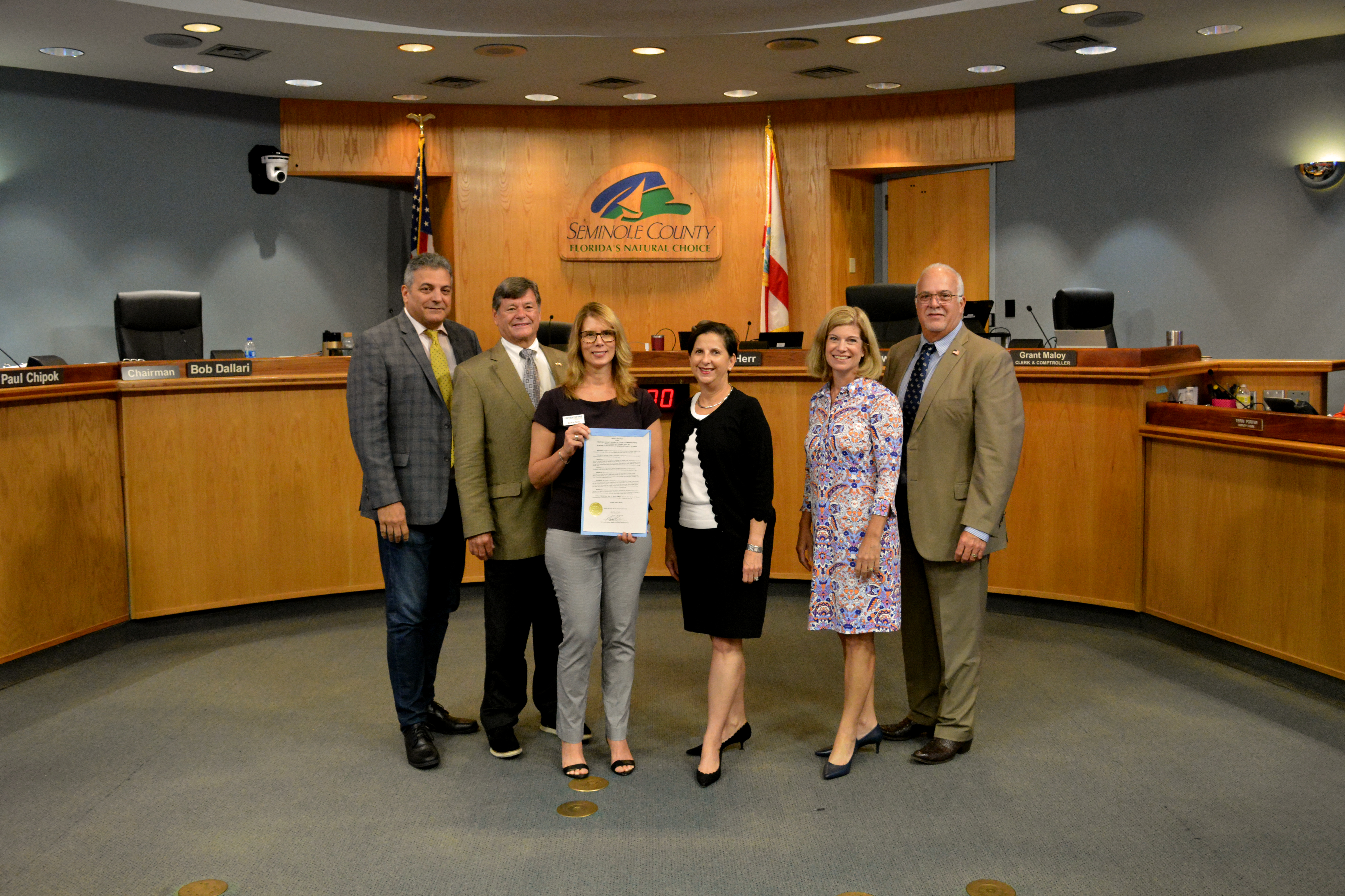 Proclaiming September as Hunger Action Month in Seminole County. Presented to Jackie Nitti, Second Harvest Food Bank of Central Florida