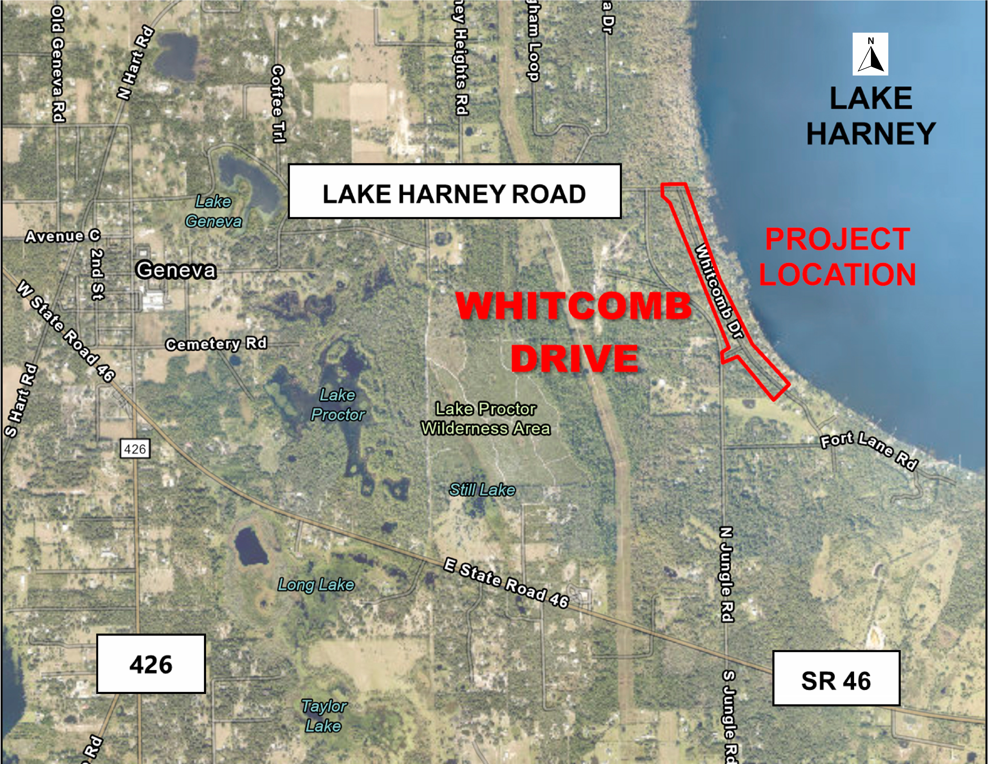 Whitcomb Drive Road and Drainage Improvements map