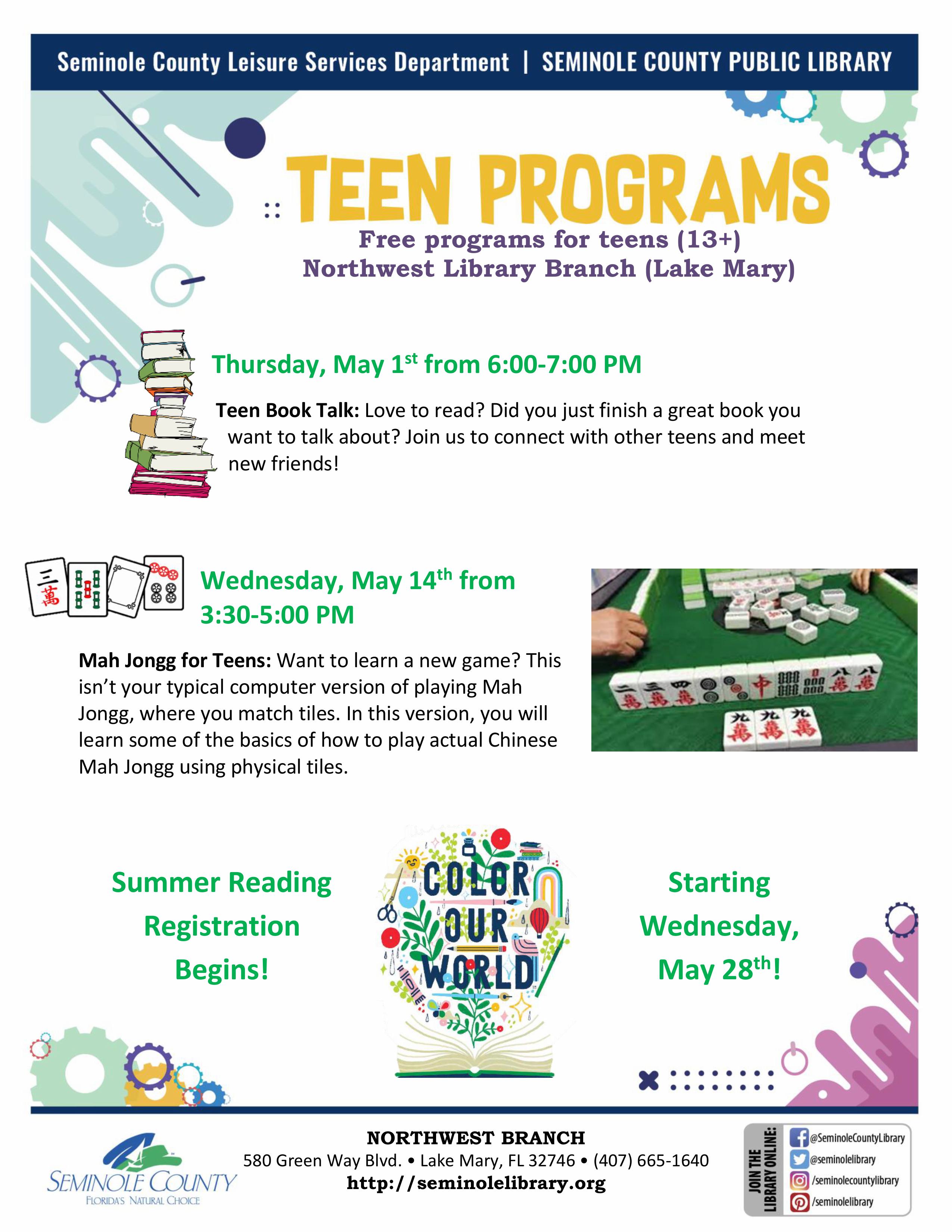 May Teen Events at the Northwest Branch Library