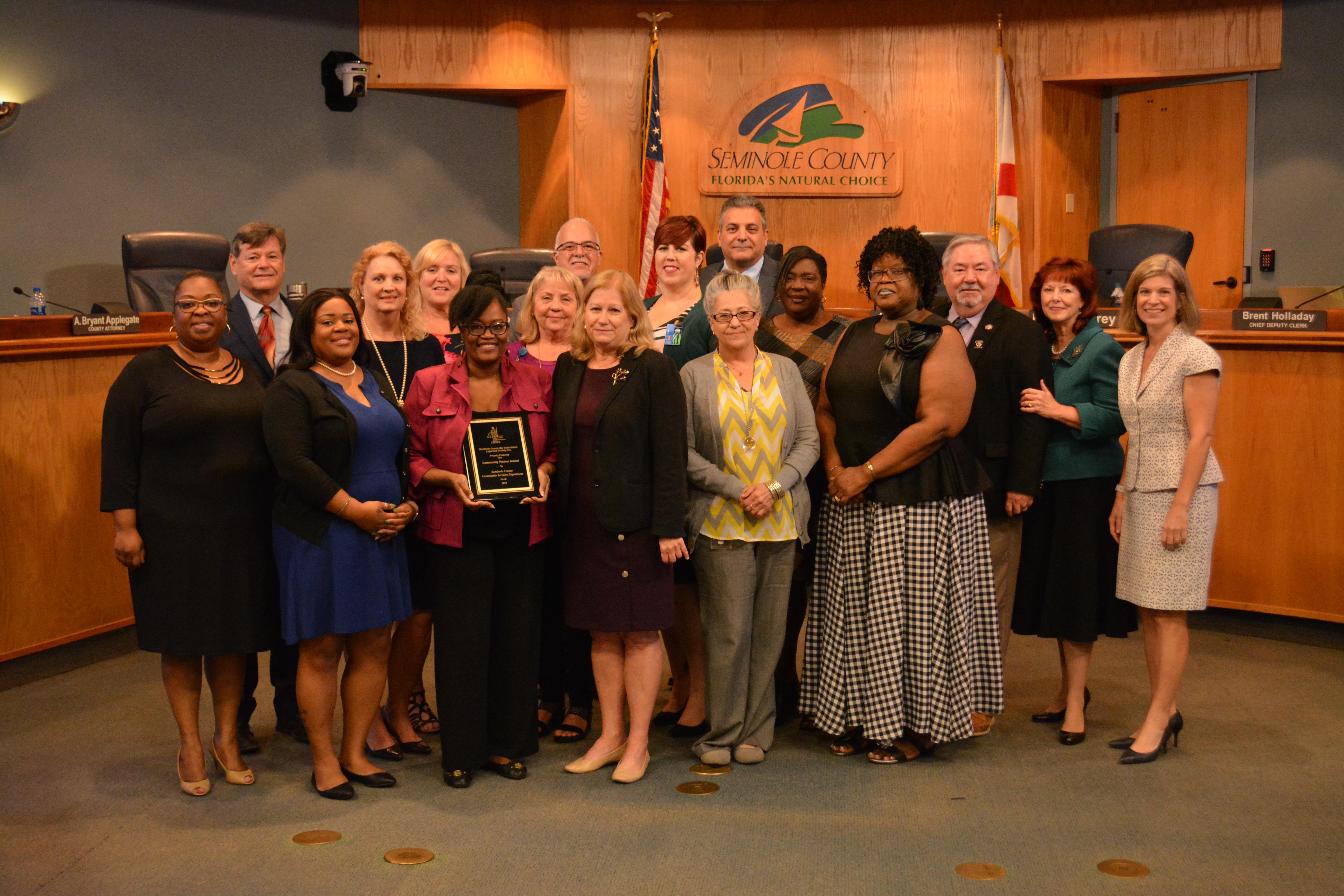 Seminole County Bar Association Legal Aid Society’s 2019 Community Partner Award to the Community Services Department Gallery Image